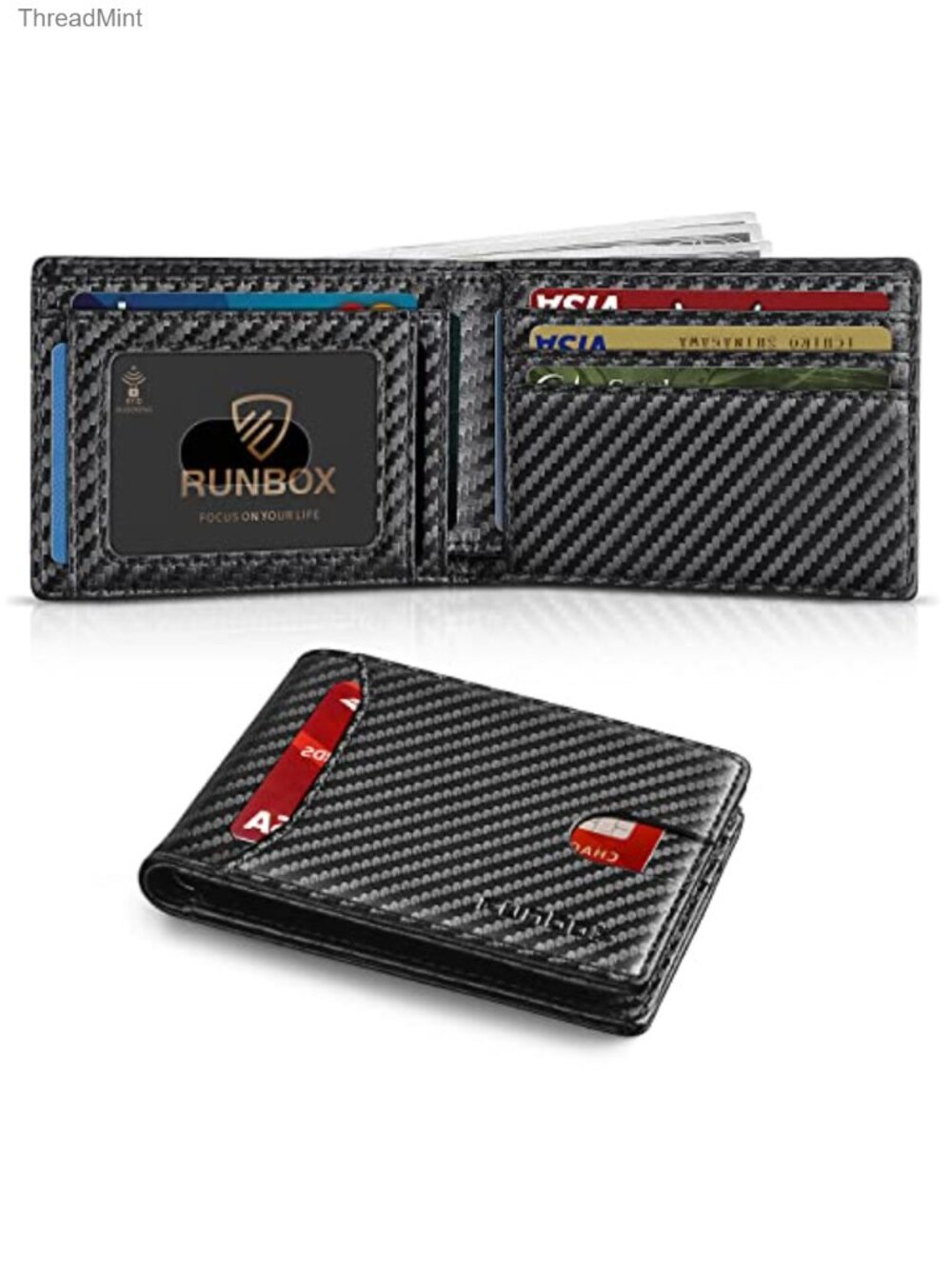 Slim Leather Bifold Wallet RFID Blocking Card Holder for Men